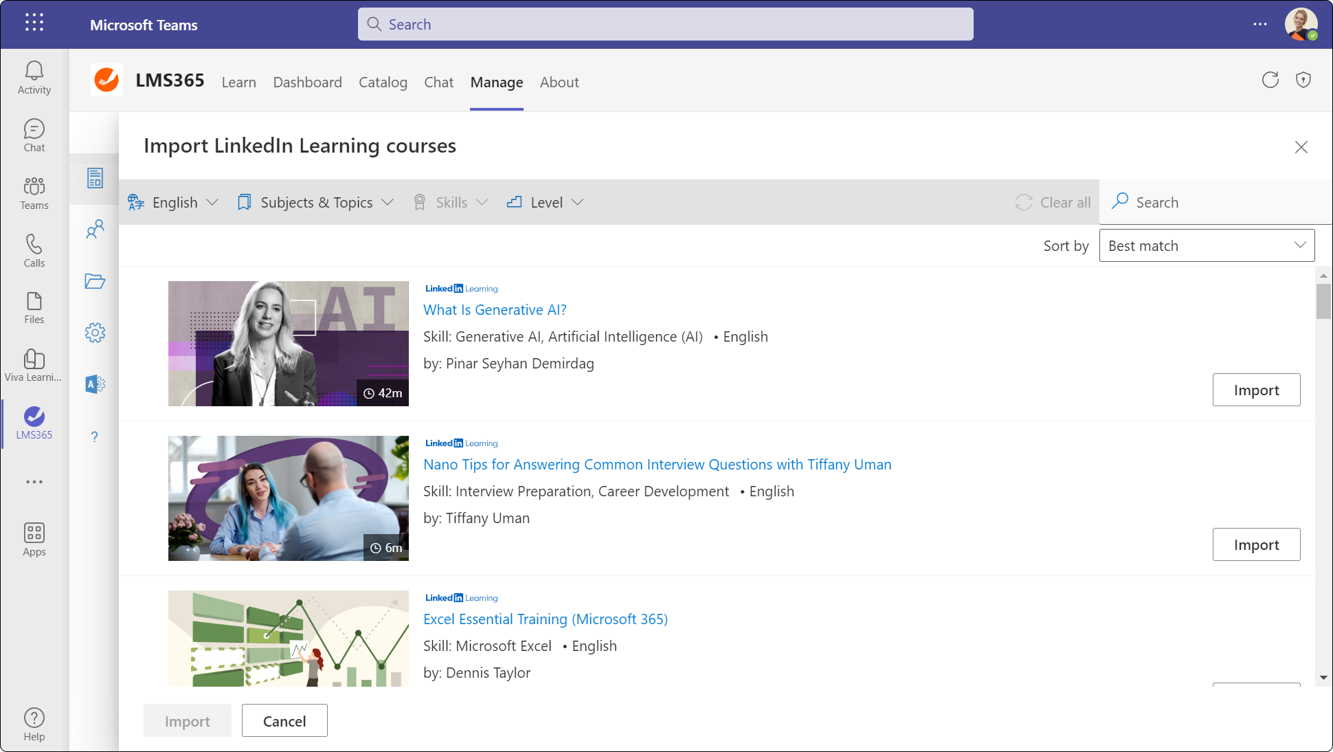 Integrate LinkedIn Learning courses