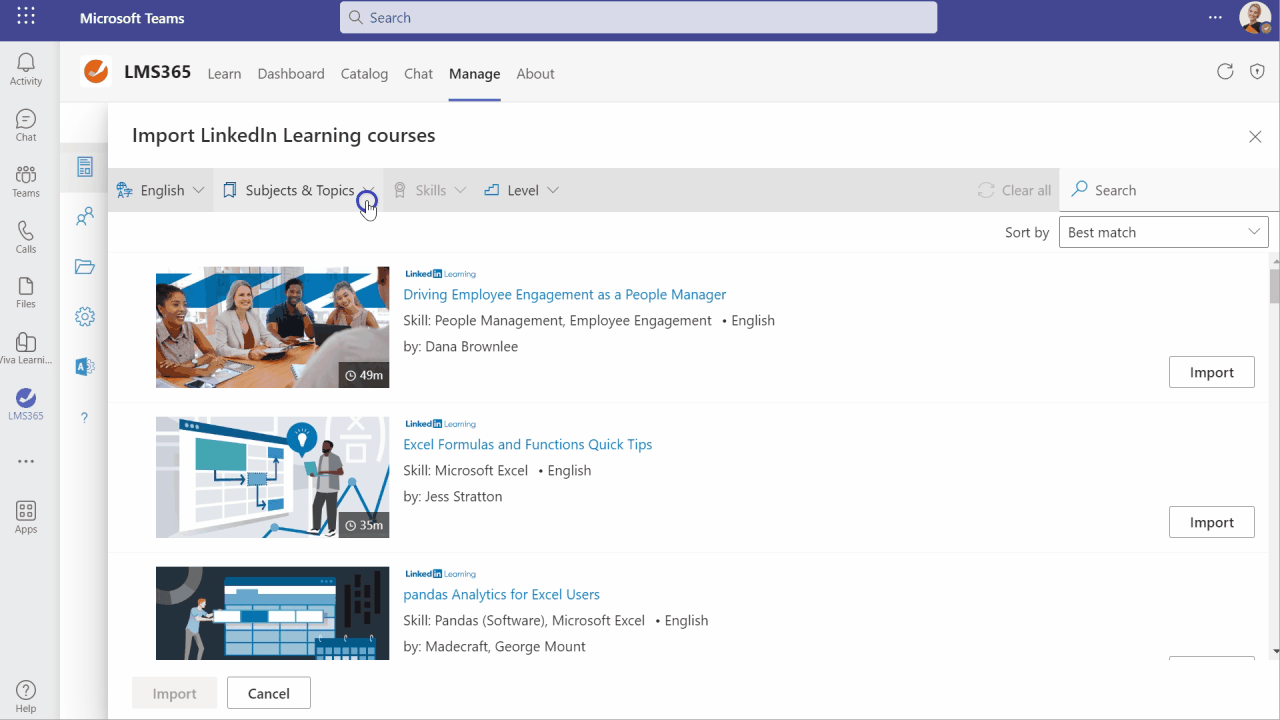 Filter LinkedIn Learning courses