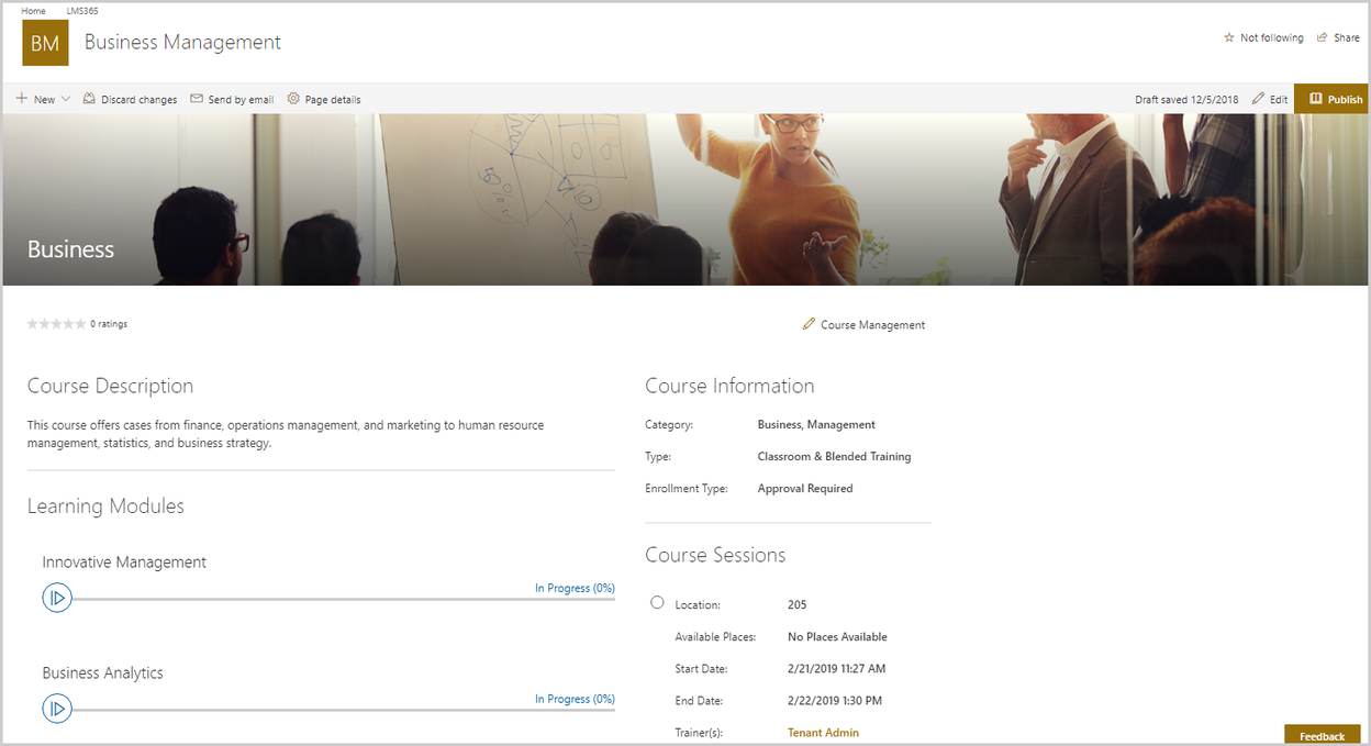 Course List Homepage
